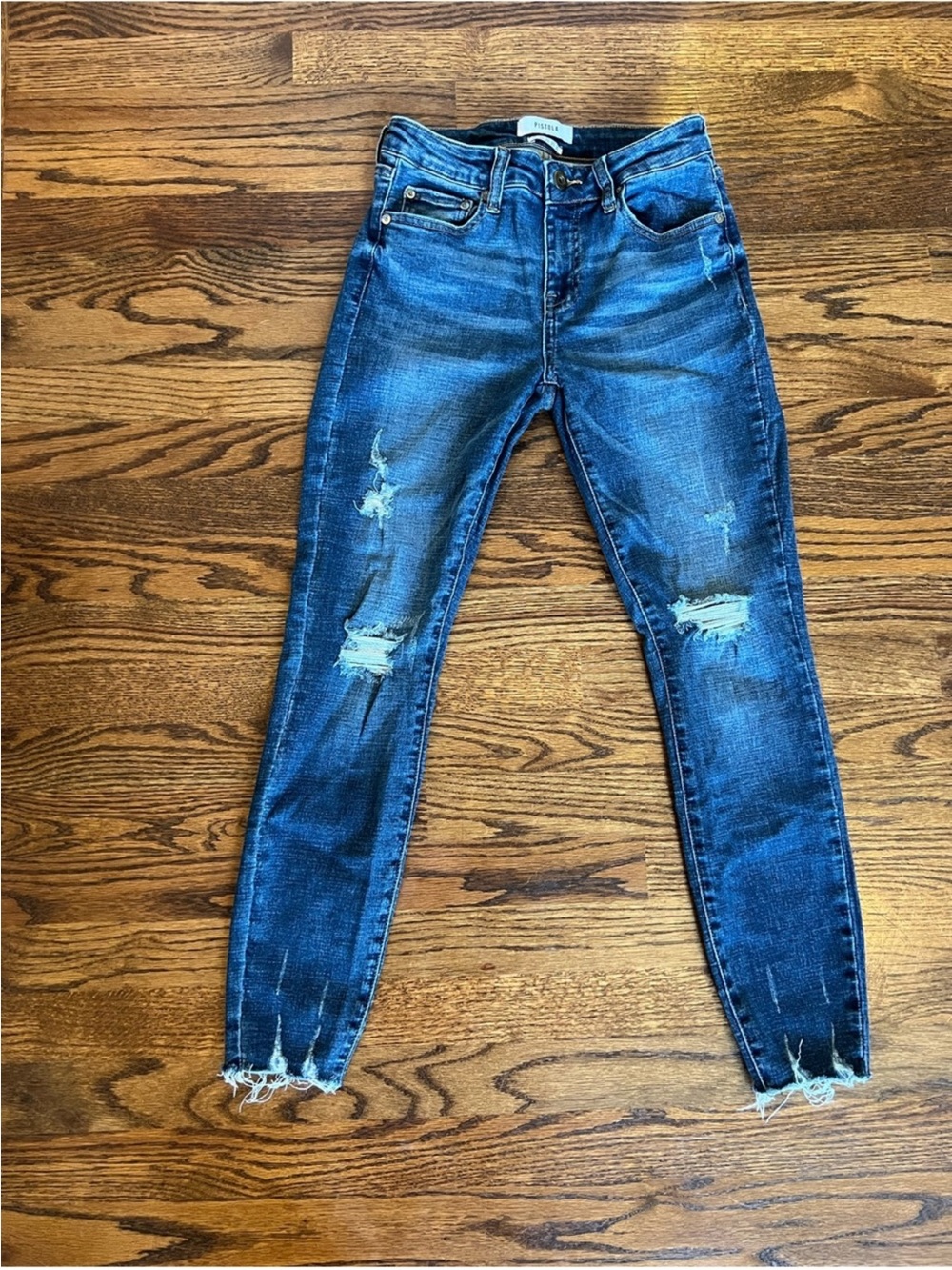 Pistola Arielle Distressed Skinny Jeans Raw Scissor Hem, Size 26